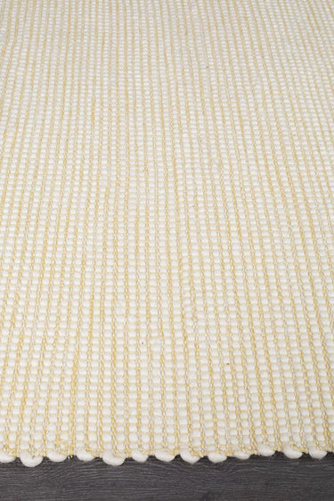 Freya Scandi Yellow & White Flatweave Wool Rug